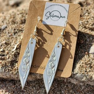 MCM Silverplated Handmade "Rose Leaf" Earrings